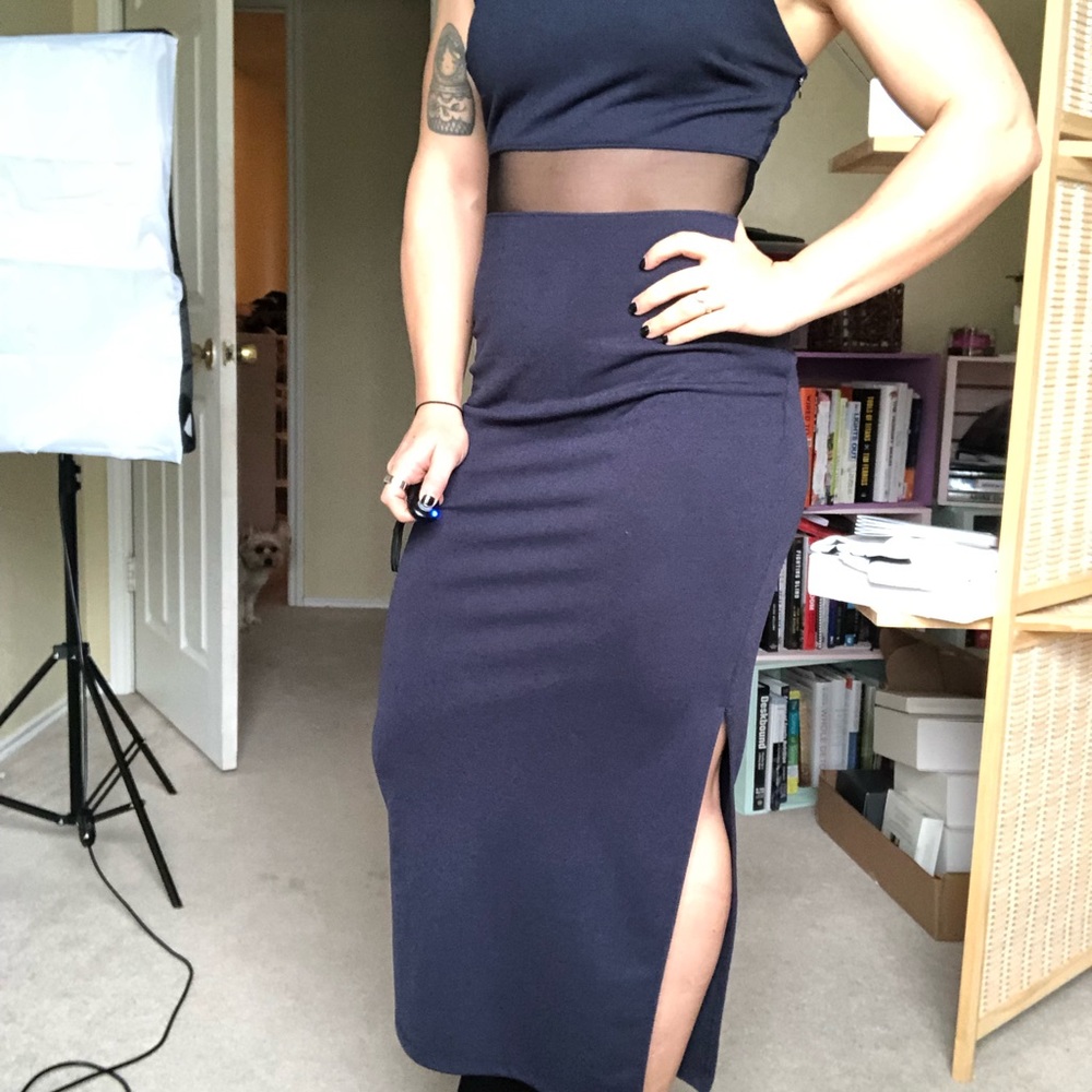 Nasty Gal Navy Blue Long Dress